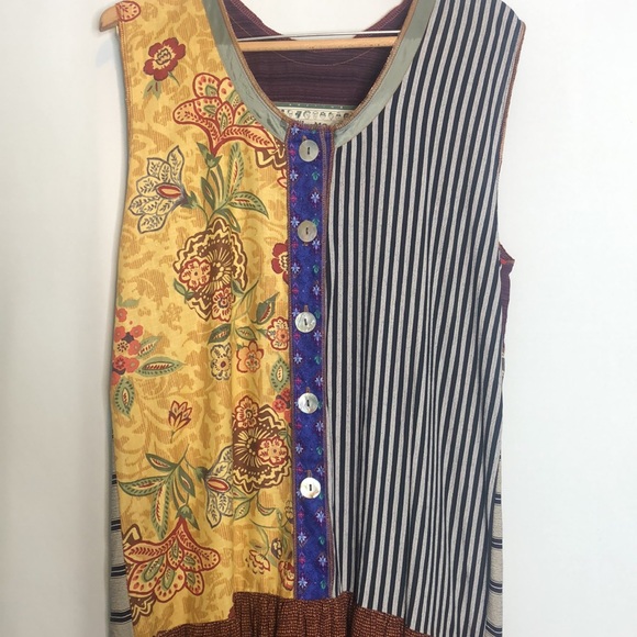 NOTHING MATCHES Patchwork Floral Stripe Maxi Jumper Dress XL - Picture 7 of 17